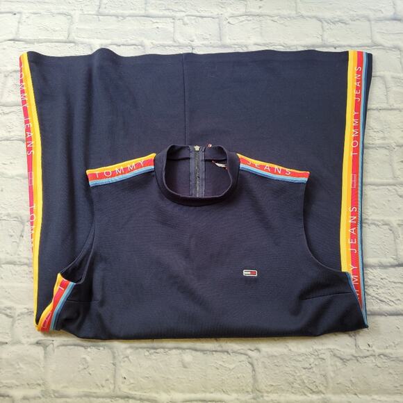 Tommy Jeans Navy Rainbow Trim Dress size Medium - Picture 3 of 12